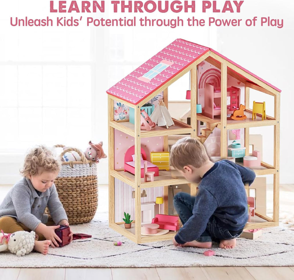 FantasyCastle Dollhouse with Furniture & LED Lights