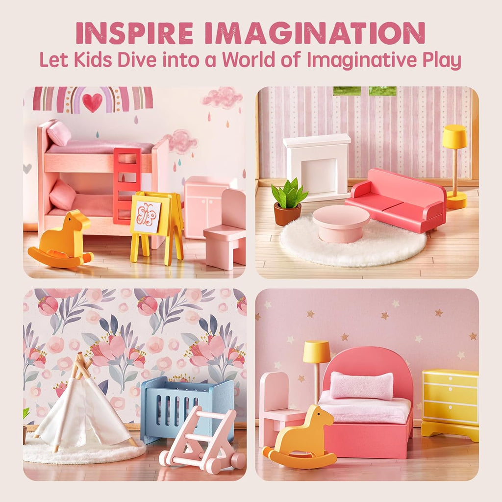 FantasyCastle Dollhouse with Furniture & LED Lights