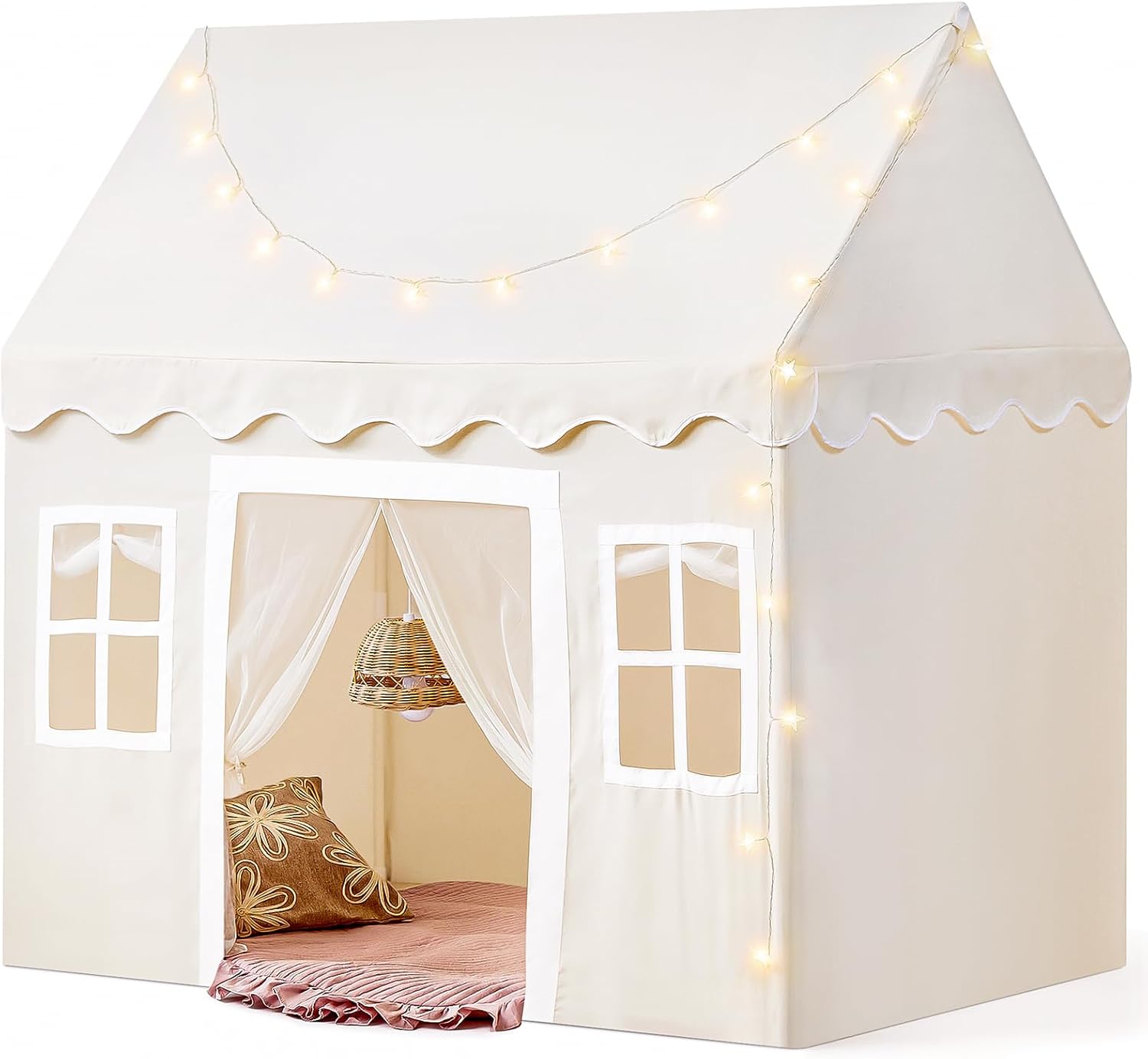CozyNest Kids Reading Nook Tent with Fairy Lights