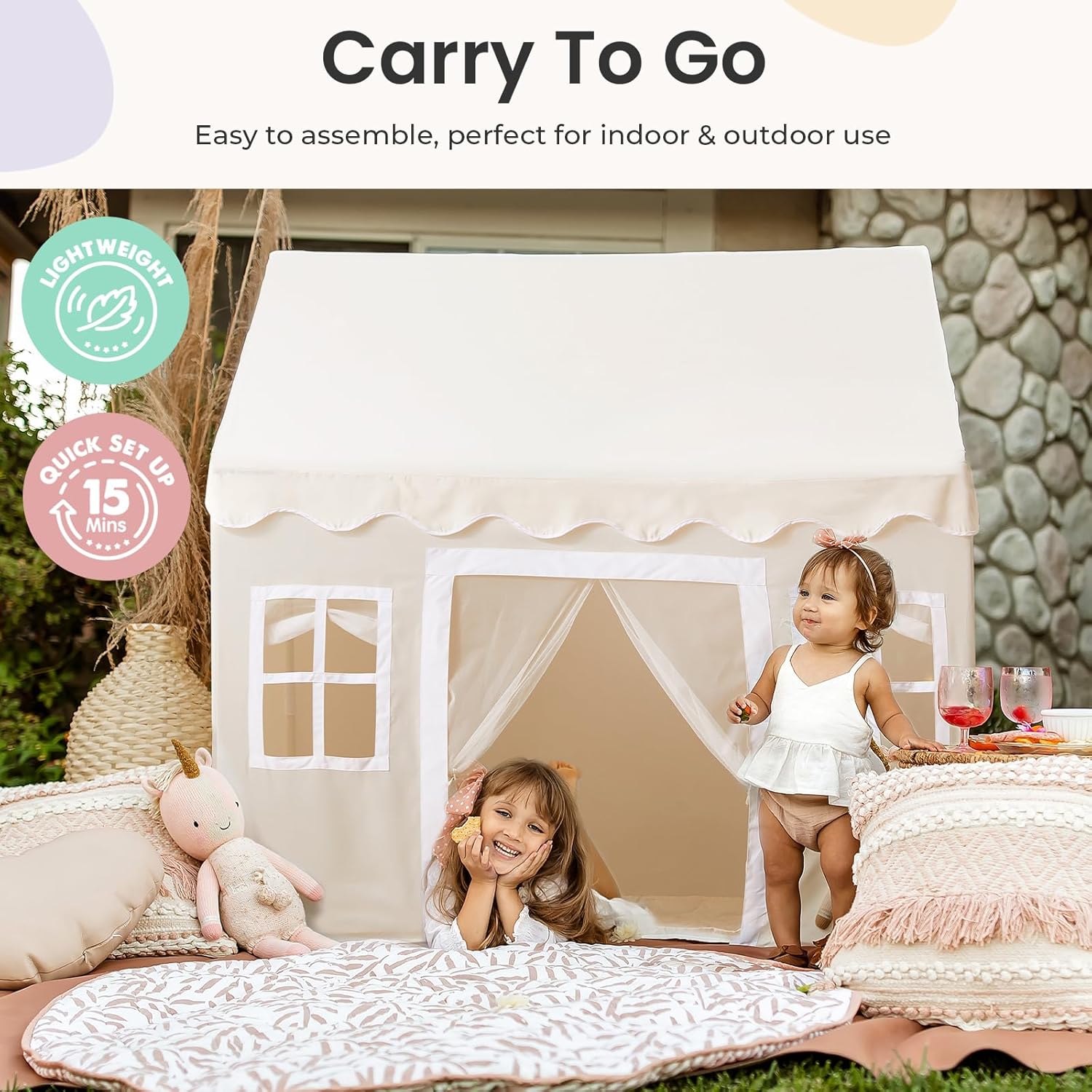 CozyNest Kids Reading Nook Tent with Fairy Lights