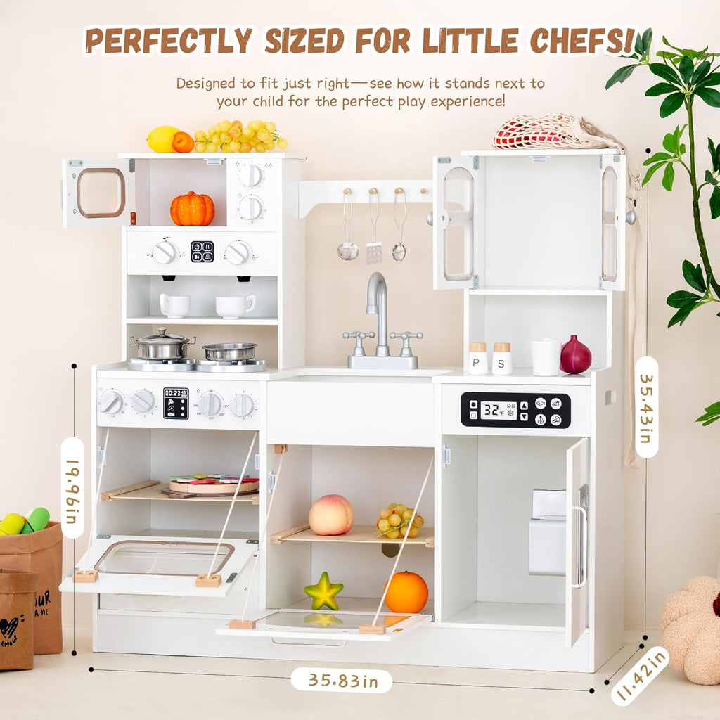 LittleChef Wooden Play Kitchen with Lights and Sounds